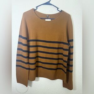 Uniqlo U Brown Sweater with Navy Stripes